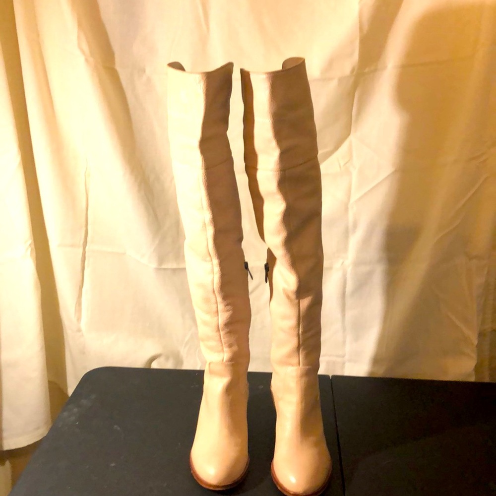 Sam Edelman Over The Knee Cream Leather boots. Good condition. 2 1/2” heel.